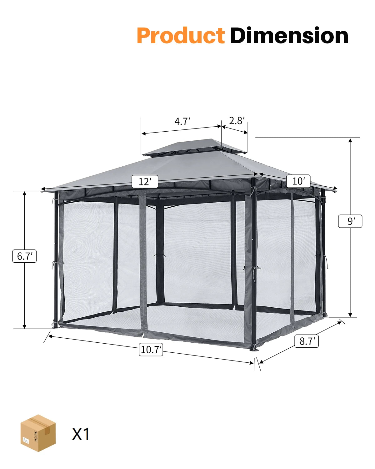 10' x 12' Metal Patio Gazebo