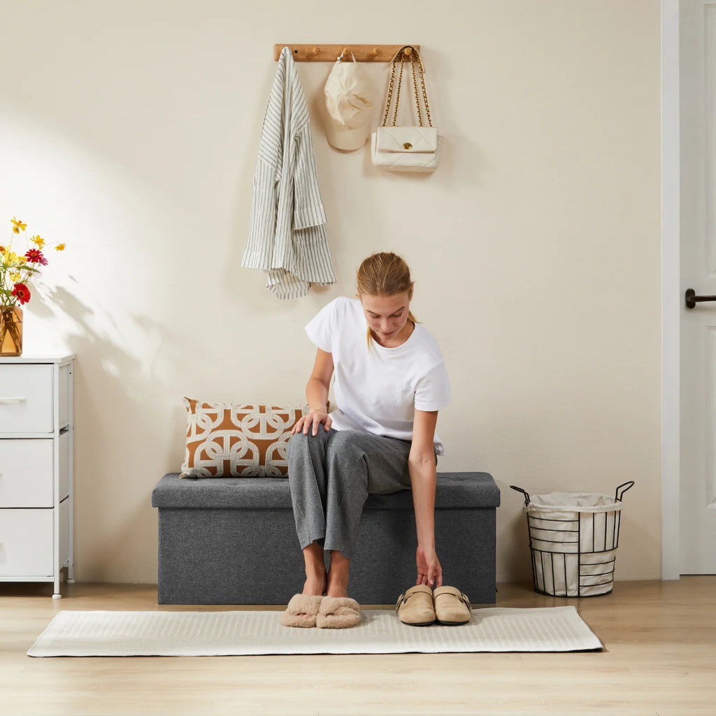 Folding Storage Ottoman Bench