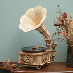 Hand Crank Classic Gramophone with Wooden Model Building Kits
