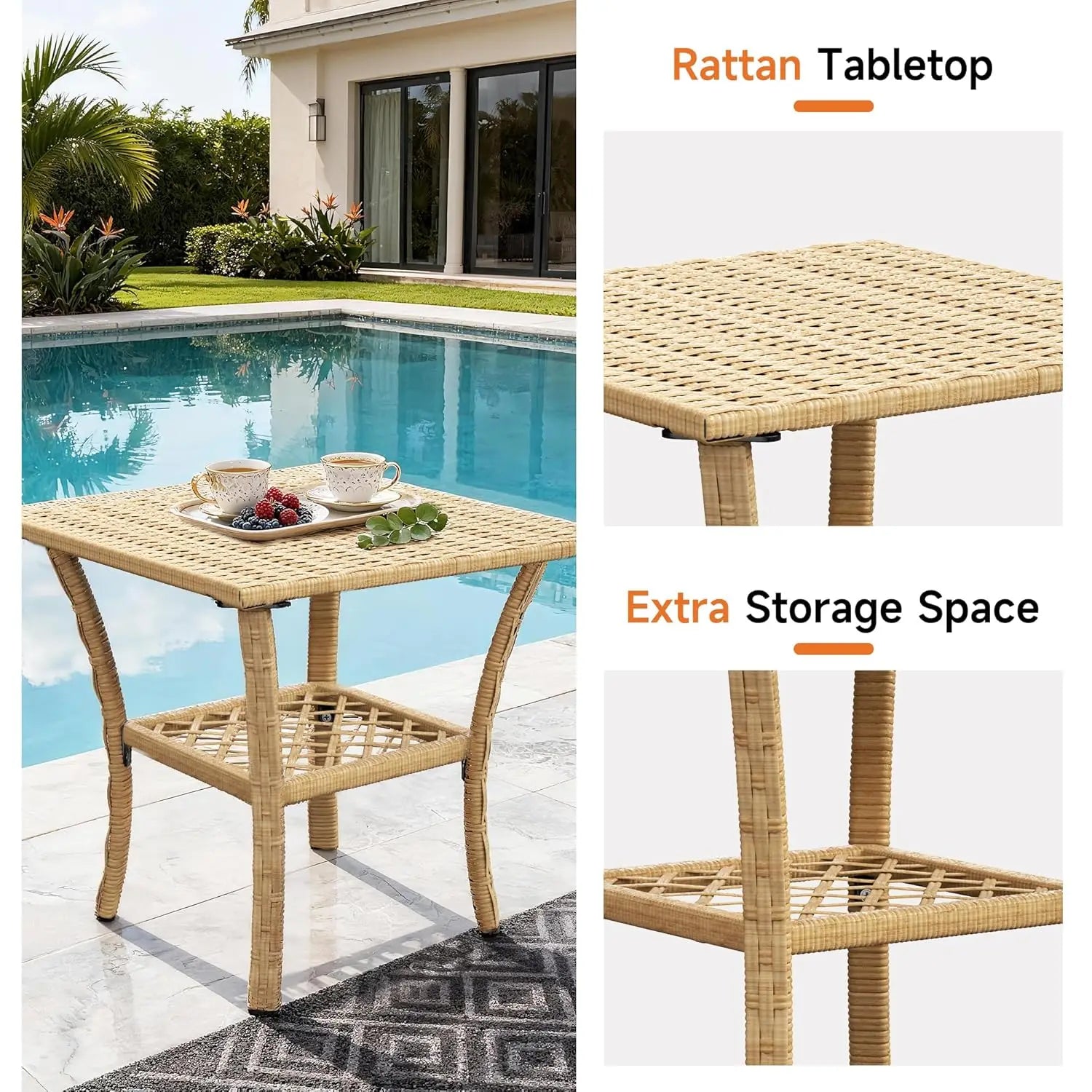 3 Pieces Wicker Rocking Bistro Set