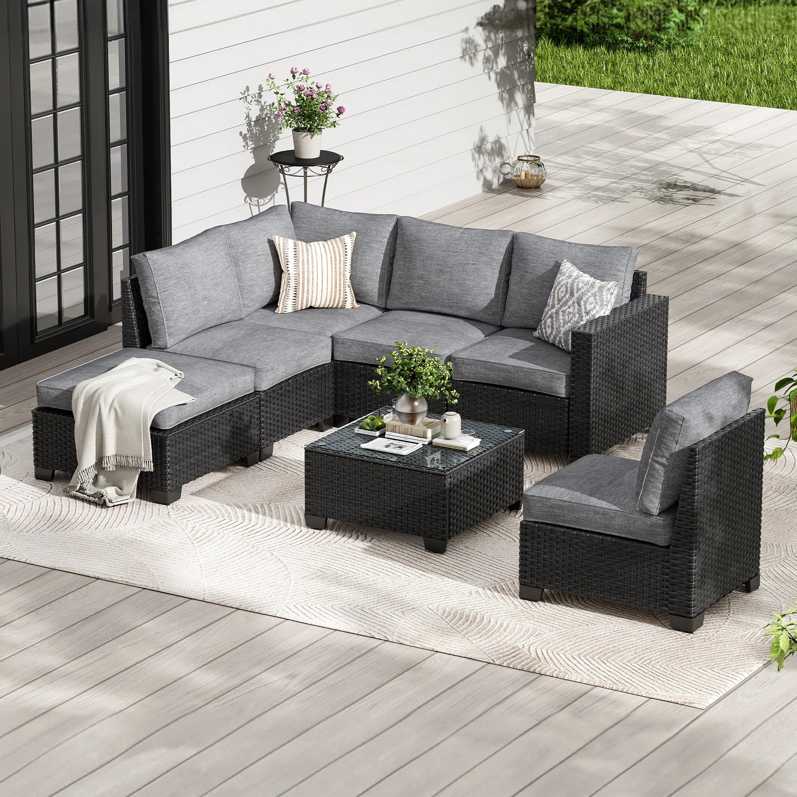 Patio Sectional Sofa Set,