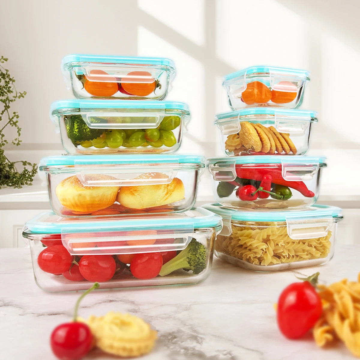 8pcs Glass Food Storage Containers Set