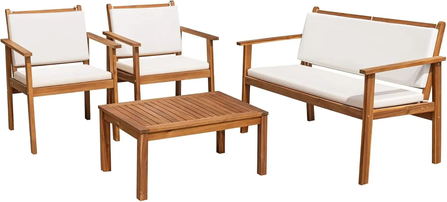 Chairs 3 Piece Acacia Wood Patio Furniture