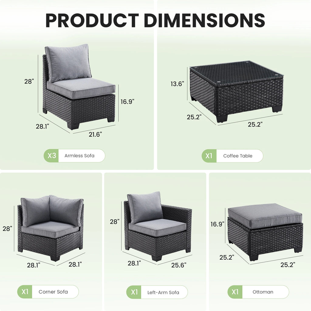 Patio Sectional Sofa Set,