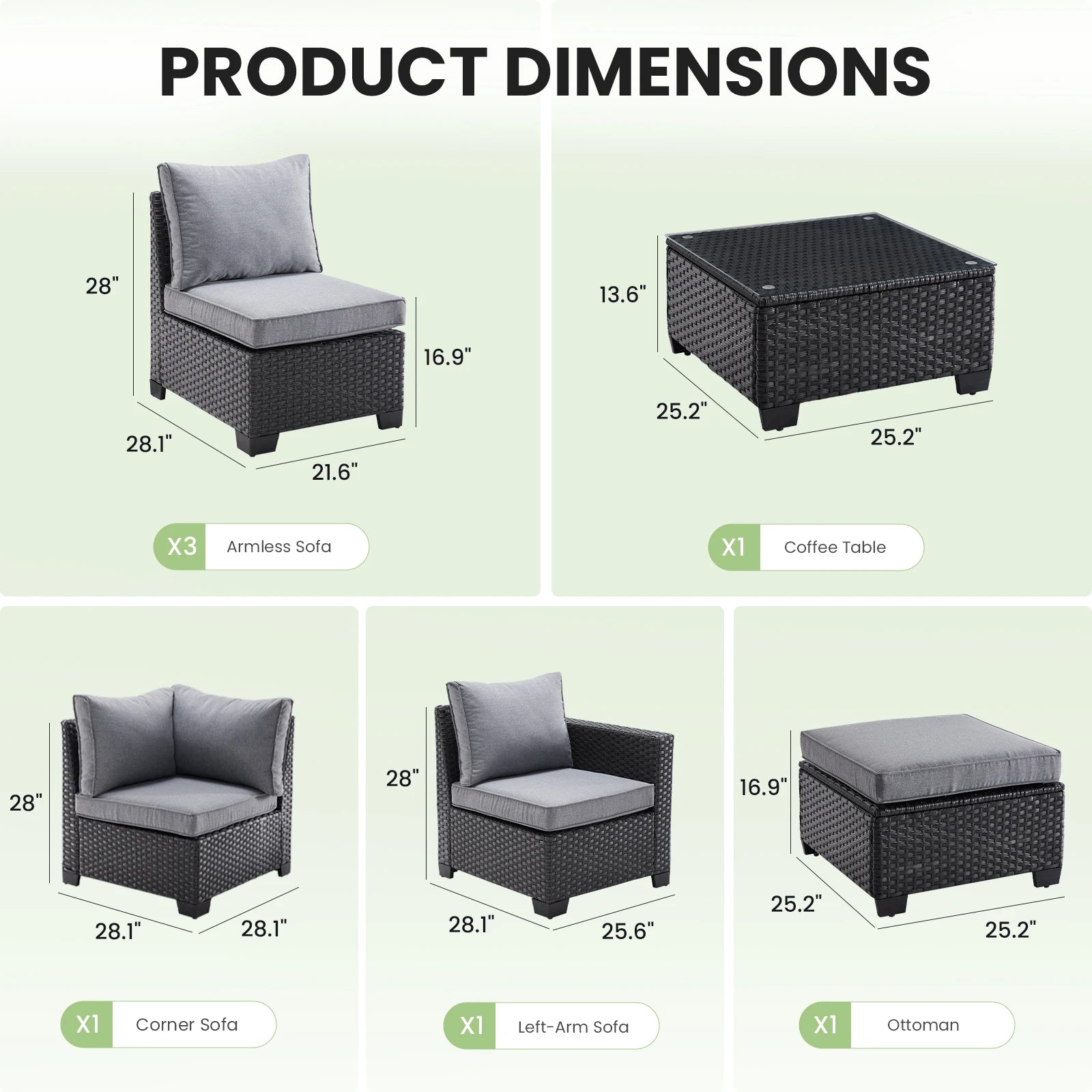 Patio Sectional Sofa Set,