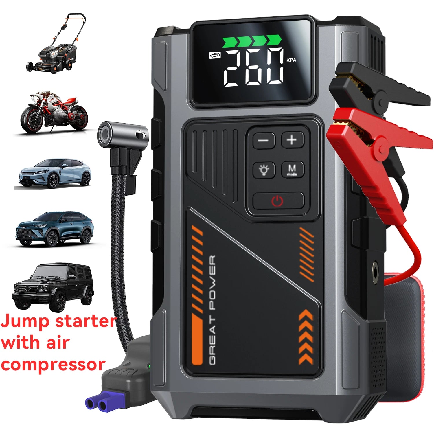 Portable Car Jump Starter With Air Compressor