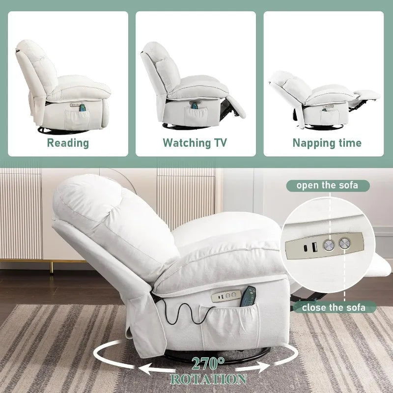 Power Recliner Chair, Swivel Rocker Recliner
