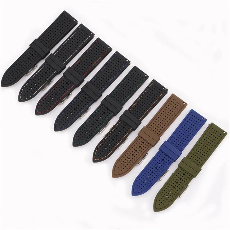 Soft Silicone Rubber Watch Strap 20mm 22mm 24mm Men Women Sport Waterproof Breathable Wrist Band Quick Release Bracelet  Watch