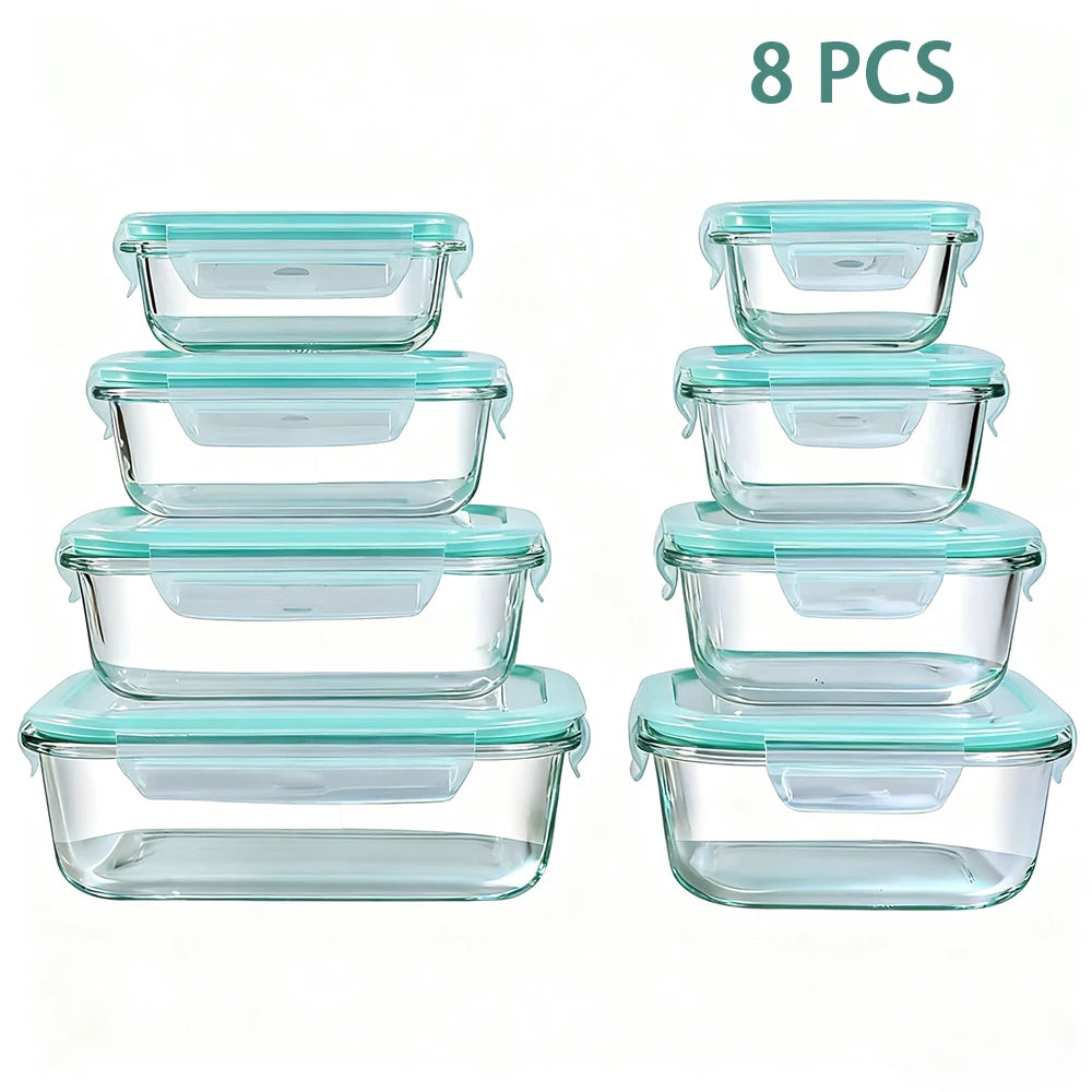 8pcs Glass Food Storage Containers Set