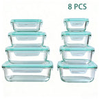8pcs Glass Food Storage Containers Set