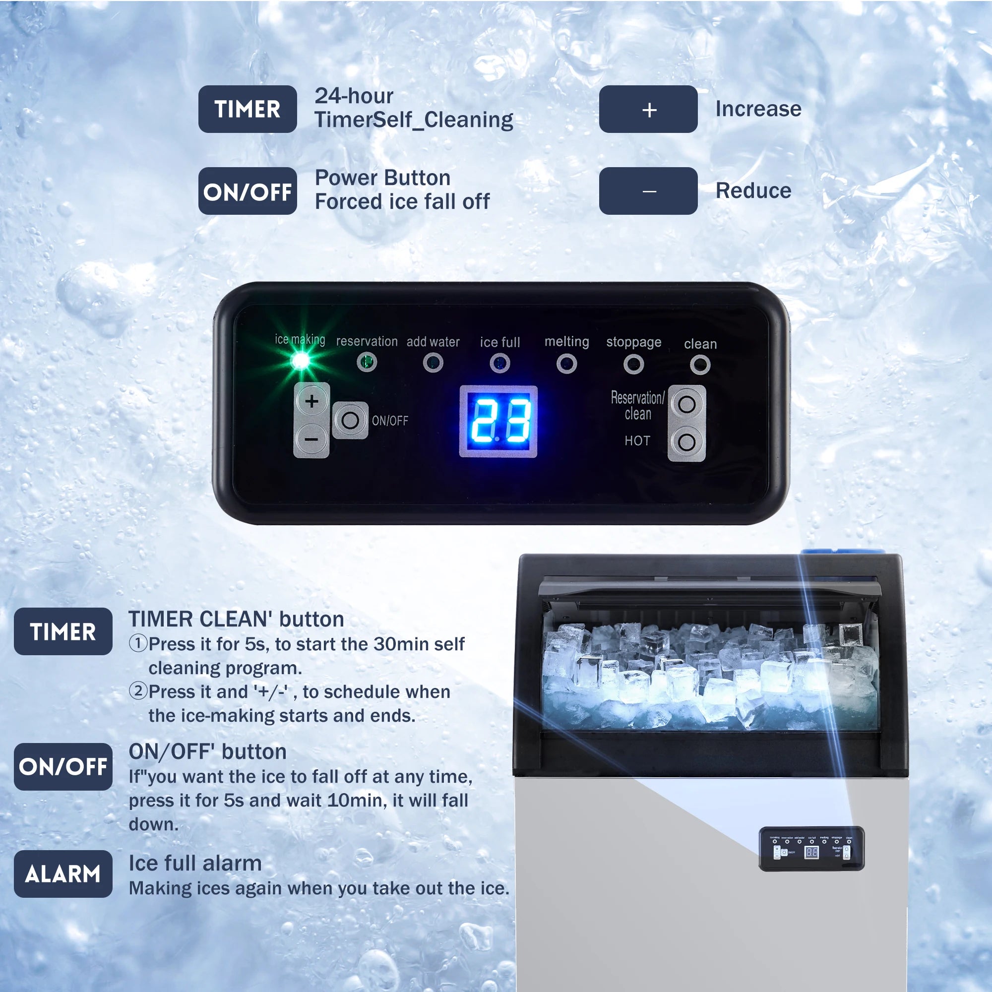 100lbs/24H Commercial Ice Maker Machine