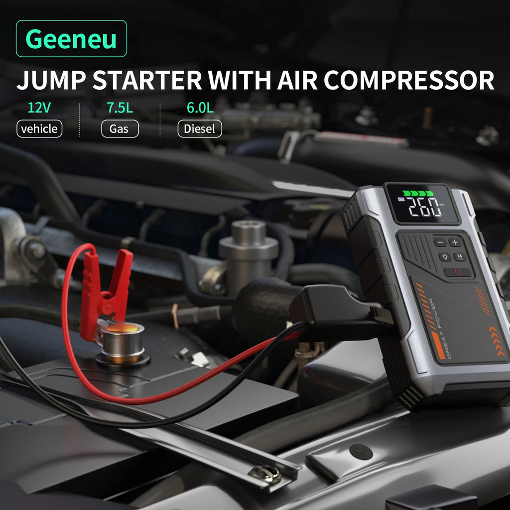 Portable Car Jump Starter With Air Compressor