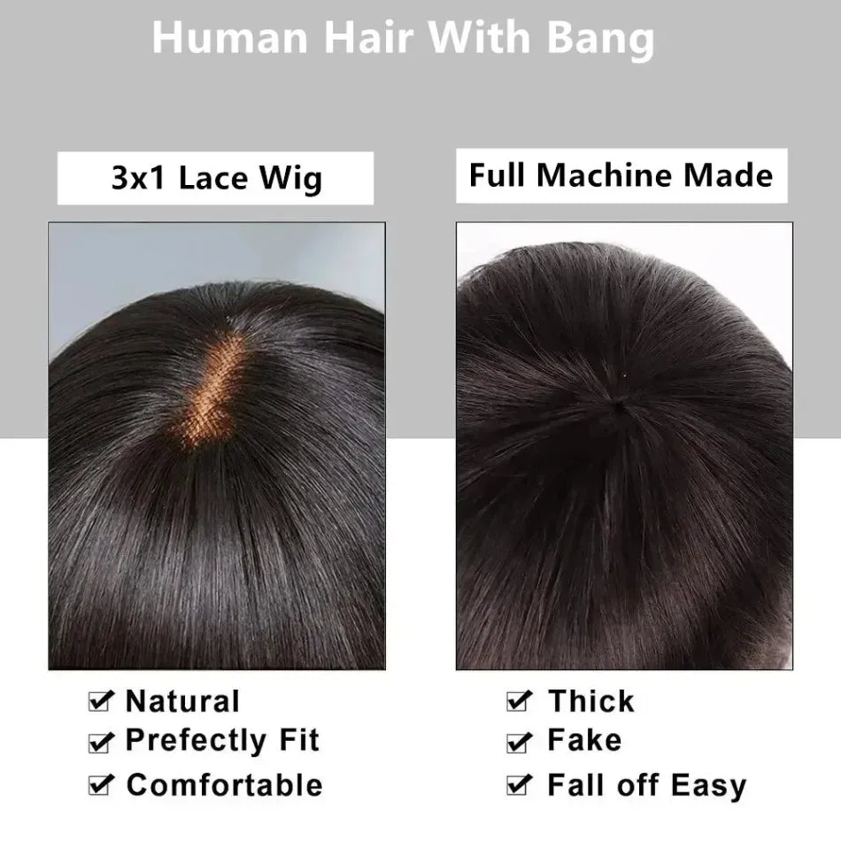 3x1 middle part lace human hair wig
