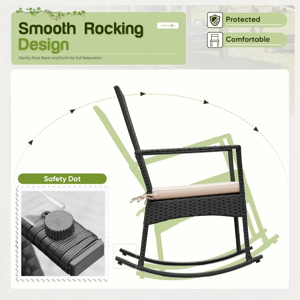 Rocking Chair Outdoor PE Rattan Patio Chairs