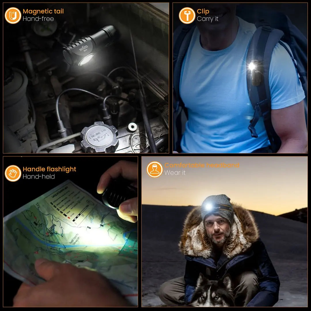 HS10 USB C Rechargeable Mini 16340 Headlamp