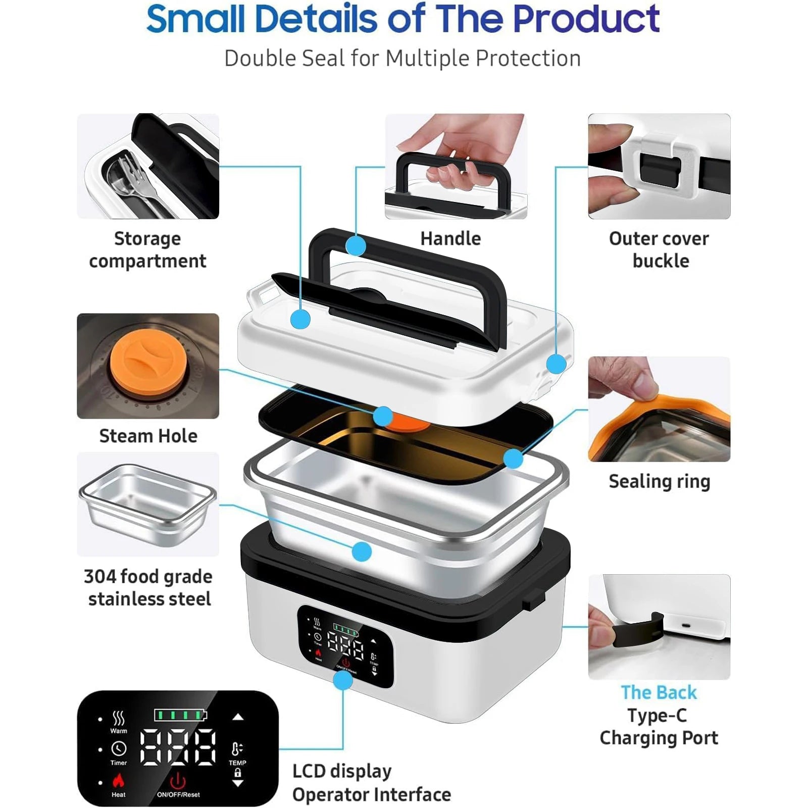 Rechargeable Automatic Heating Lunch Box