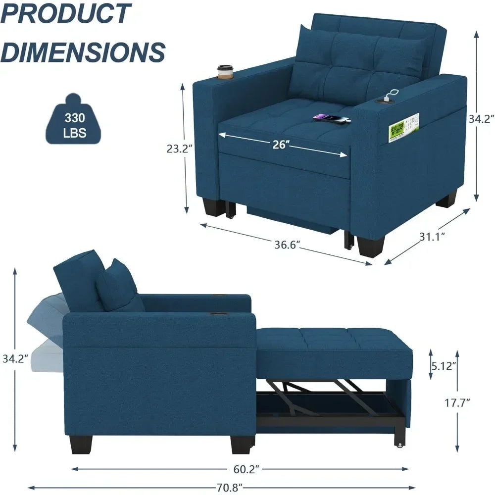 3-in-1 convertible chair bed
