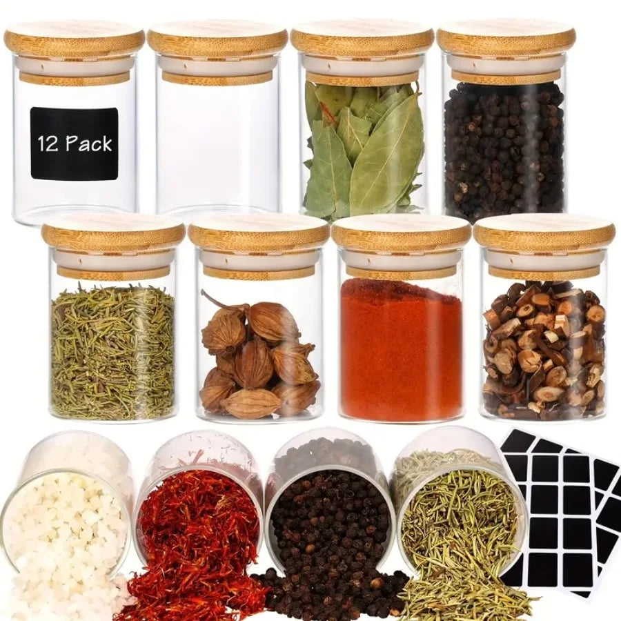 12pcs, Glass Jars With Airtight Lids