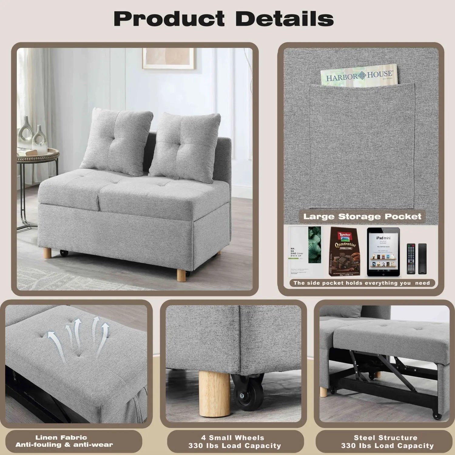 Four in one convertible sofa