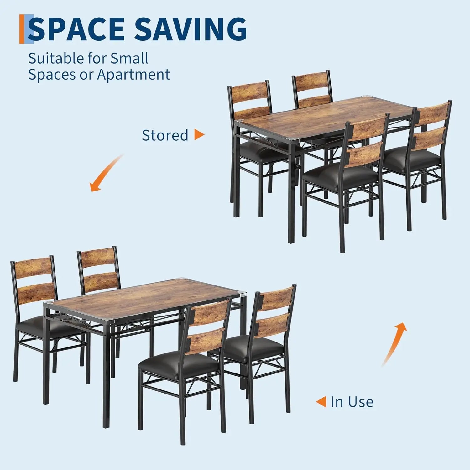Retro Brown Wood Kitchen Table with 4 Upholstered Chairs Corner Protector for Small Space, Dining Room, Apartment