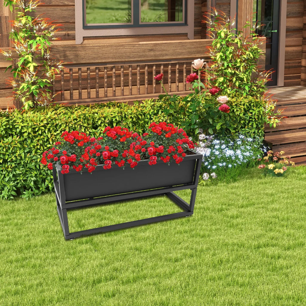 Outdoor Elevated Raised Planter Bed Garden Flower Vegetable Herb Grow Box Stand Rectangular