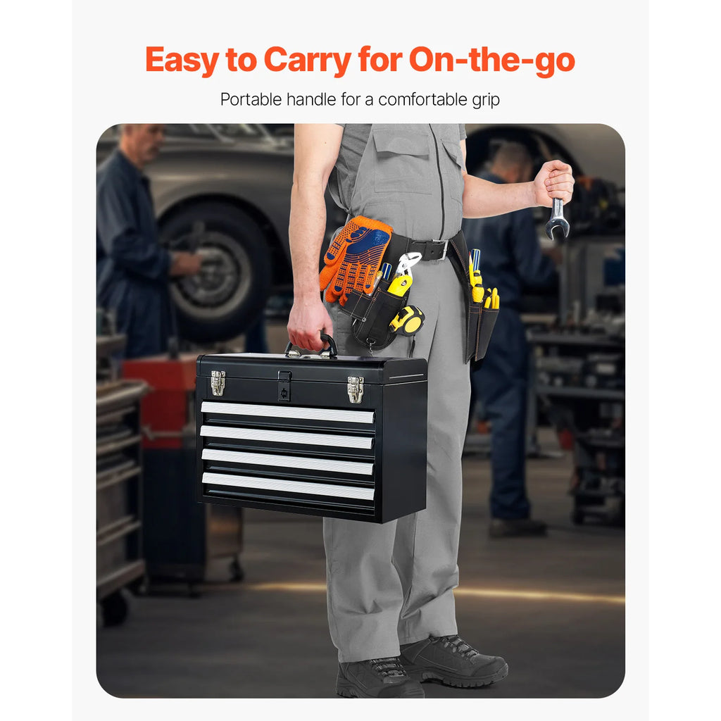 Metal Tool Box Portable 4-Drawers