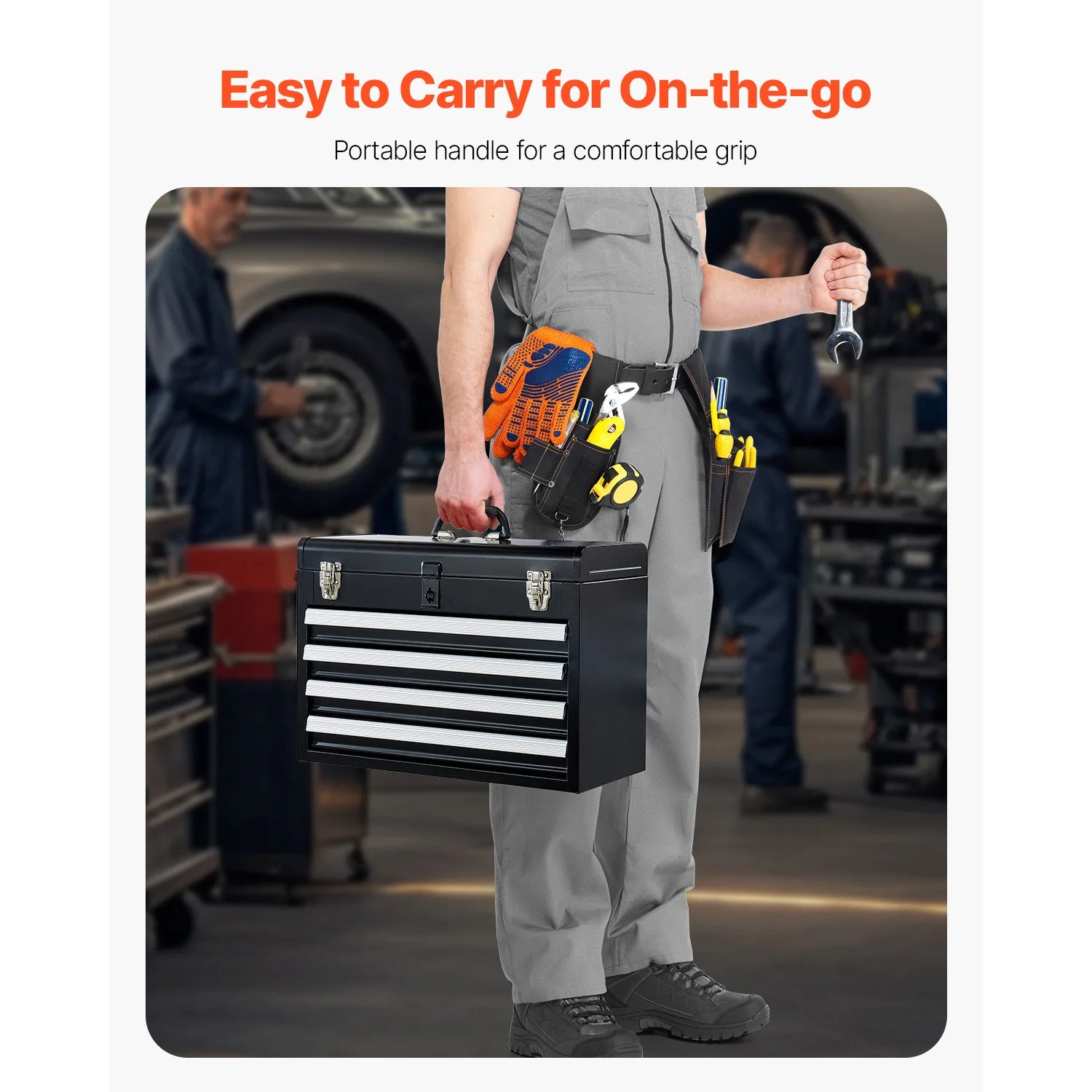 Metal Tool Box Portable 4-Drawers