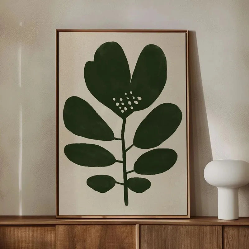 1pc Green Botanical Leaves Interior Art Print