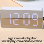 1Pc White LED Mirror Table Clock