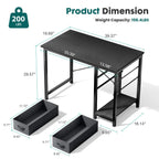 JHK 47IN Computer Desk with 2 Drawers For Study Office Gaming Wood Table with Adjustable Position Drawers Modern Work Table