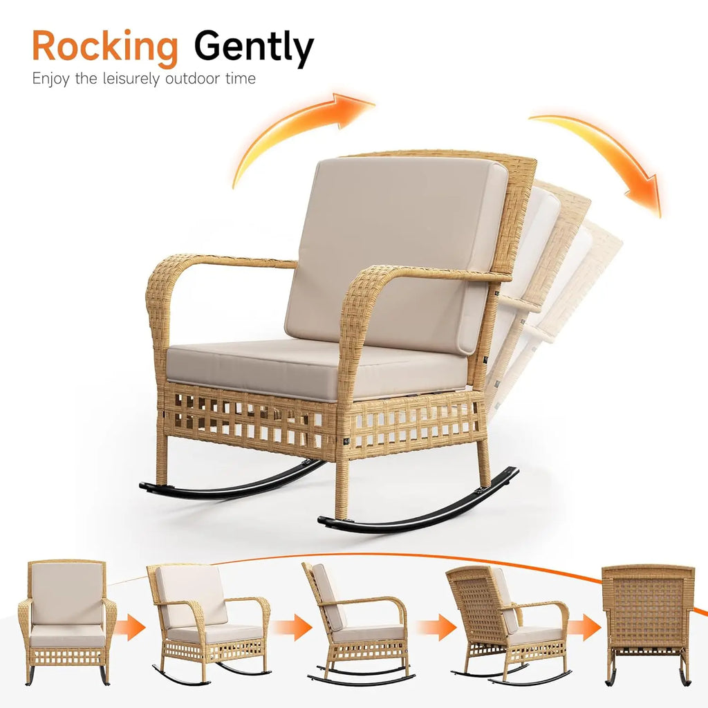 3 Pieces Wicker Rocking Bistro Set