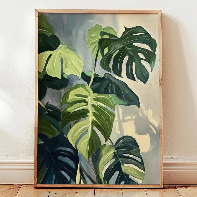 1pc Green Botanical Leaves Interior Art Print