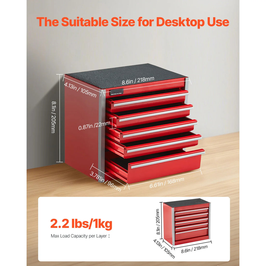 5-Drawer 8.6in Metal Tool Box