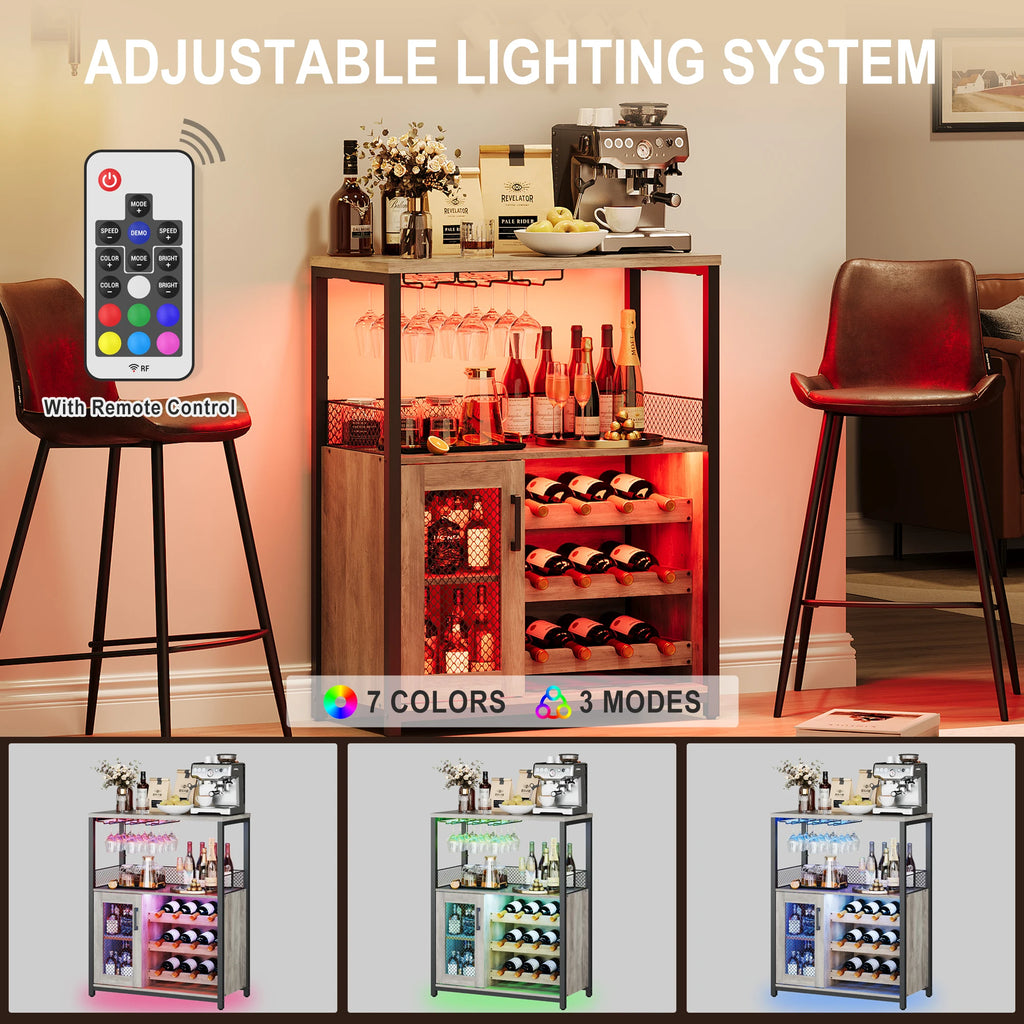 36" Wine Bar Cabinet with LED Lights