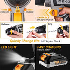 DEKO 20V cordless drill kit