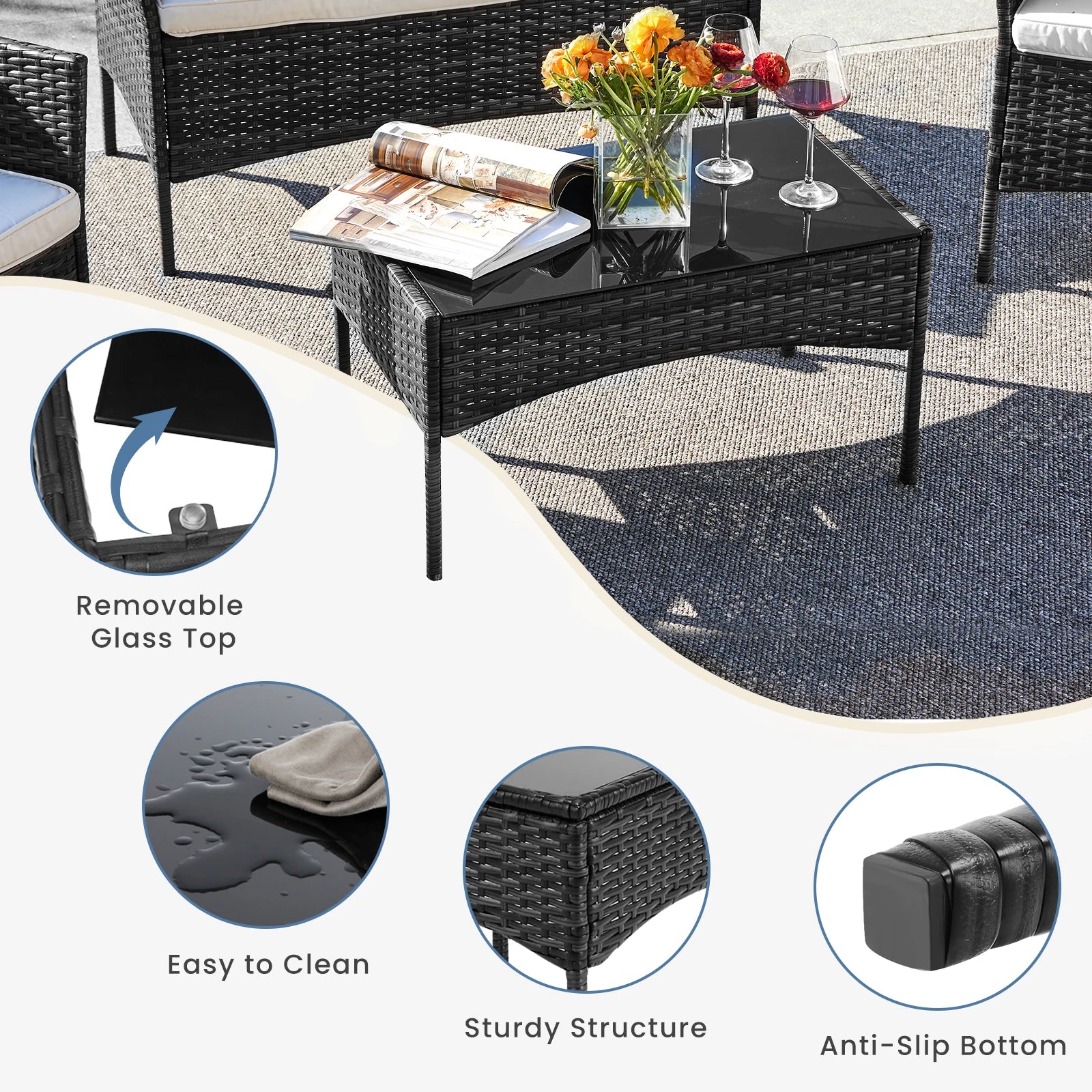 JHK 4 Piece Outdoor Patio Furniture Set