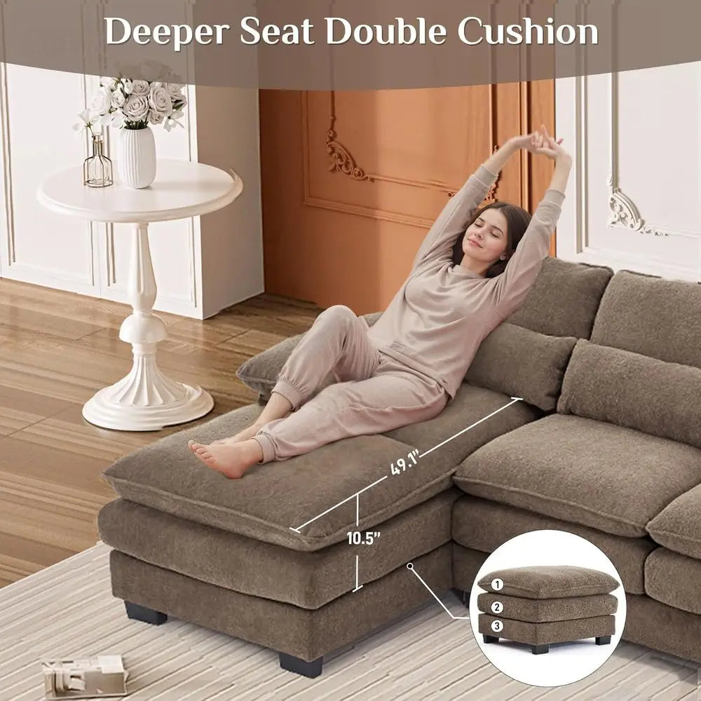 Sofa Set with Chaise and Ottoman