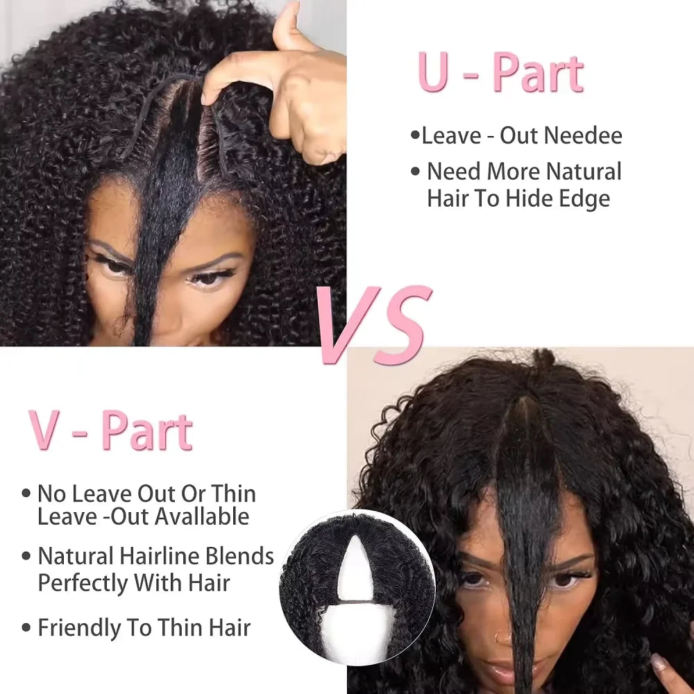 30 32 Inch Kinky Straight U Part Wigs