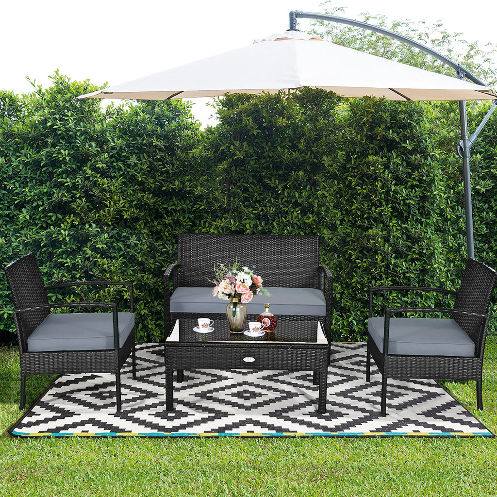 4pcs Outdoor Patio Rattan Wicker