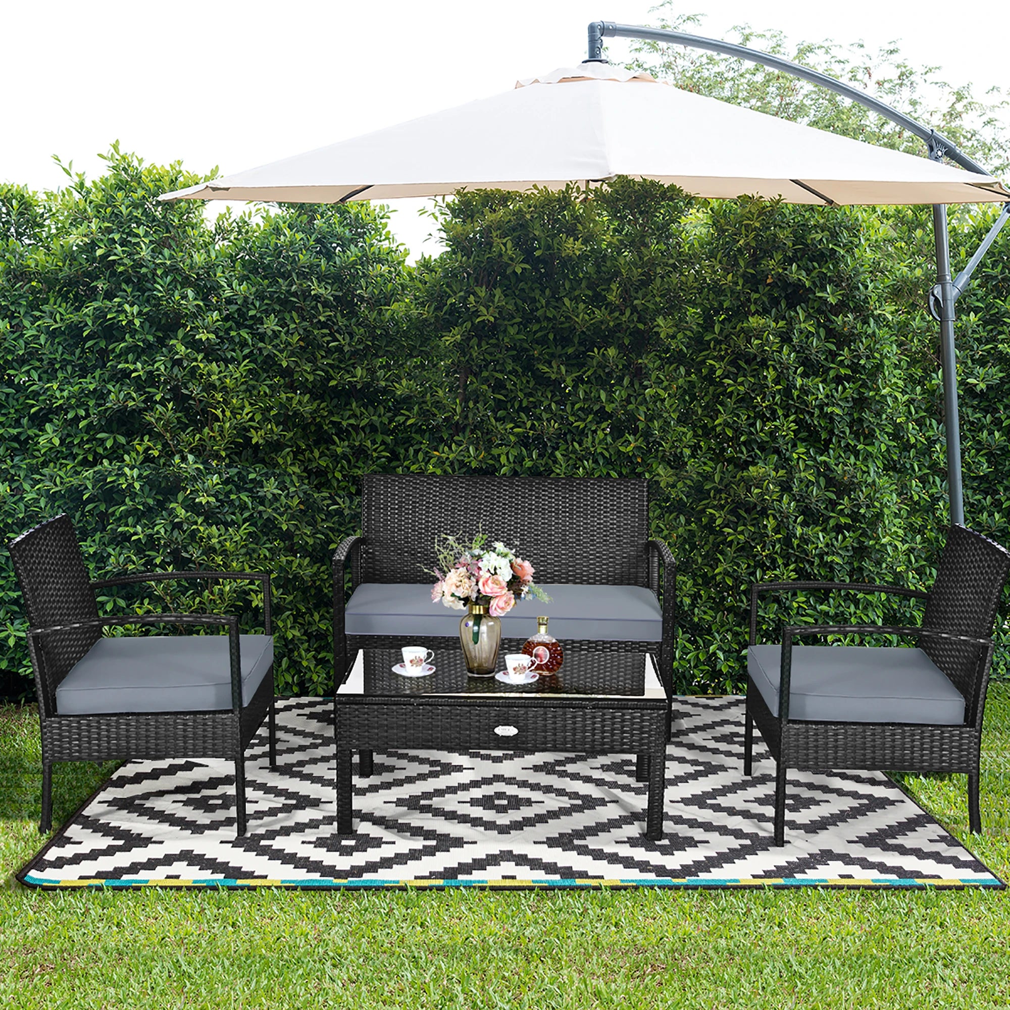 4pcs Outdoor Patio Rattan Wicker