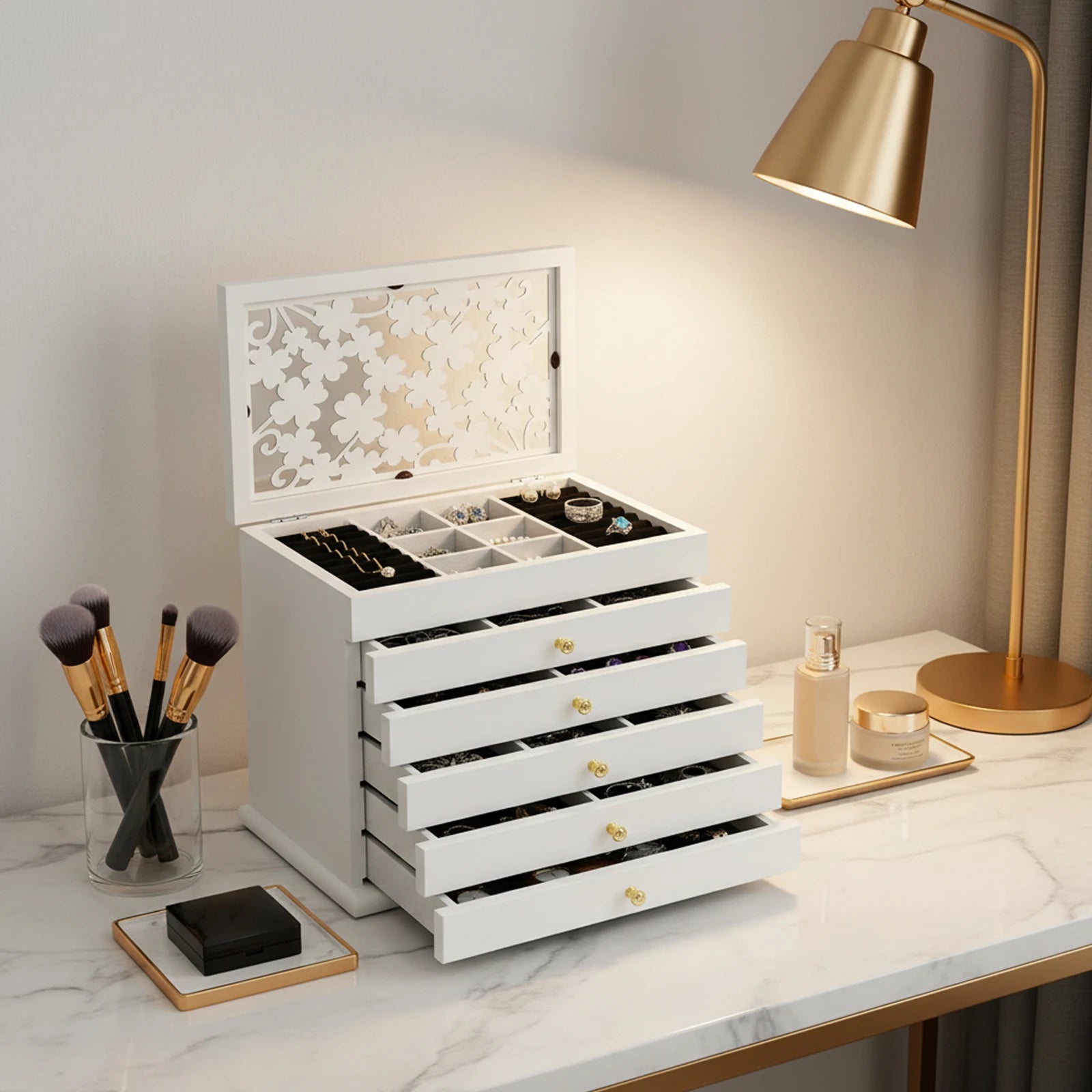 6 Layers Wooden Jewelry Boxes