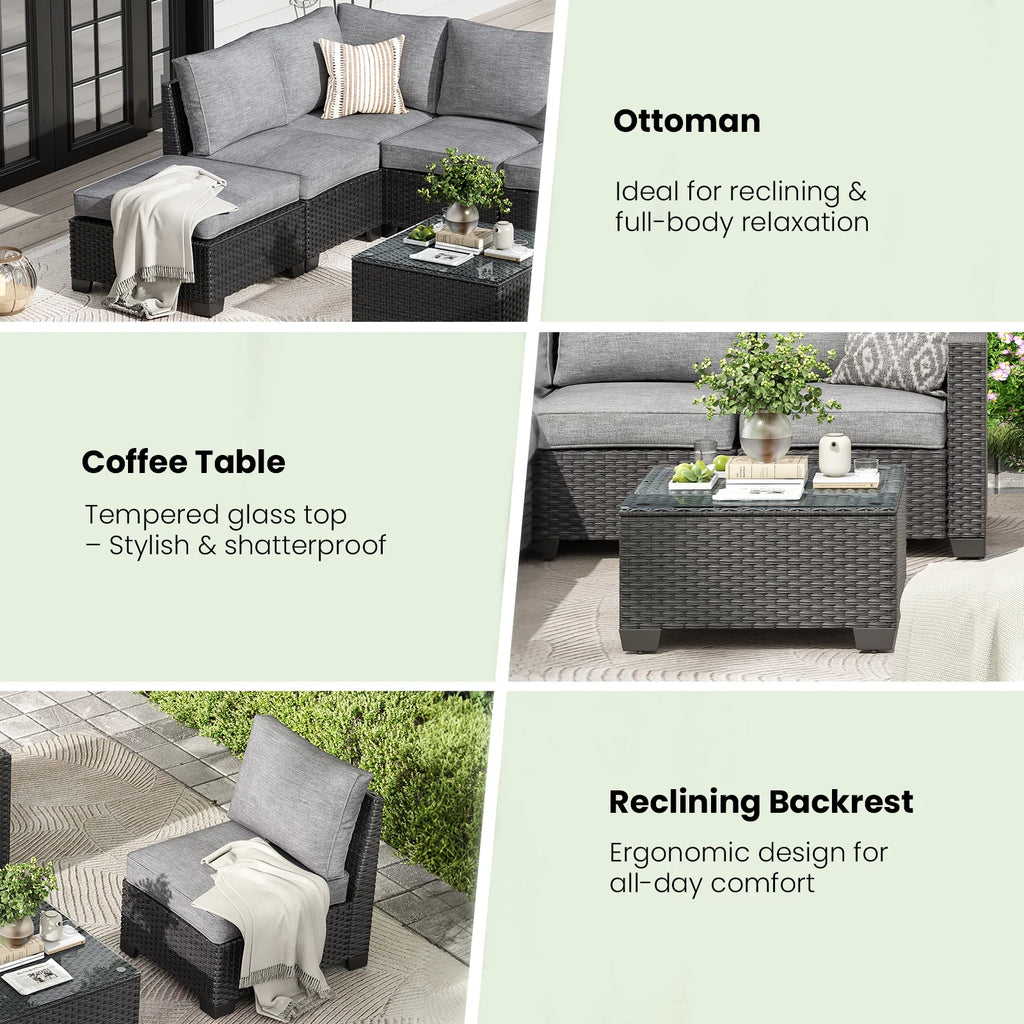 Patio Sectional Sofa Set,