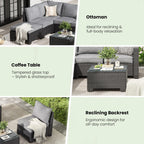 Patio Sectional Sofa Set,