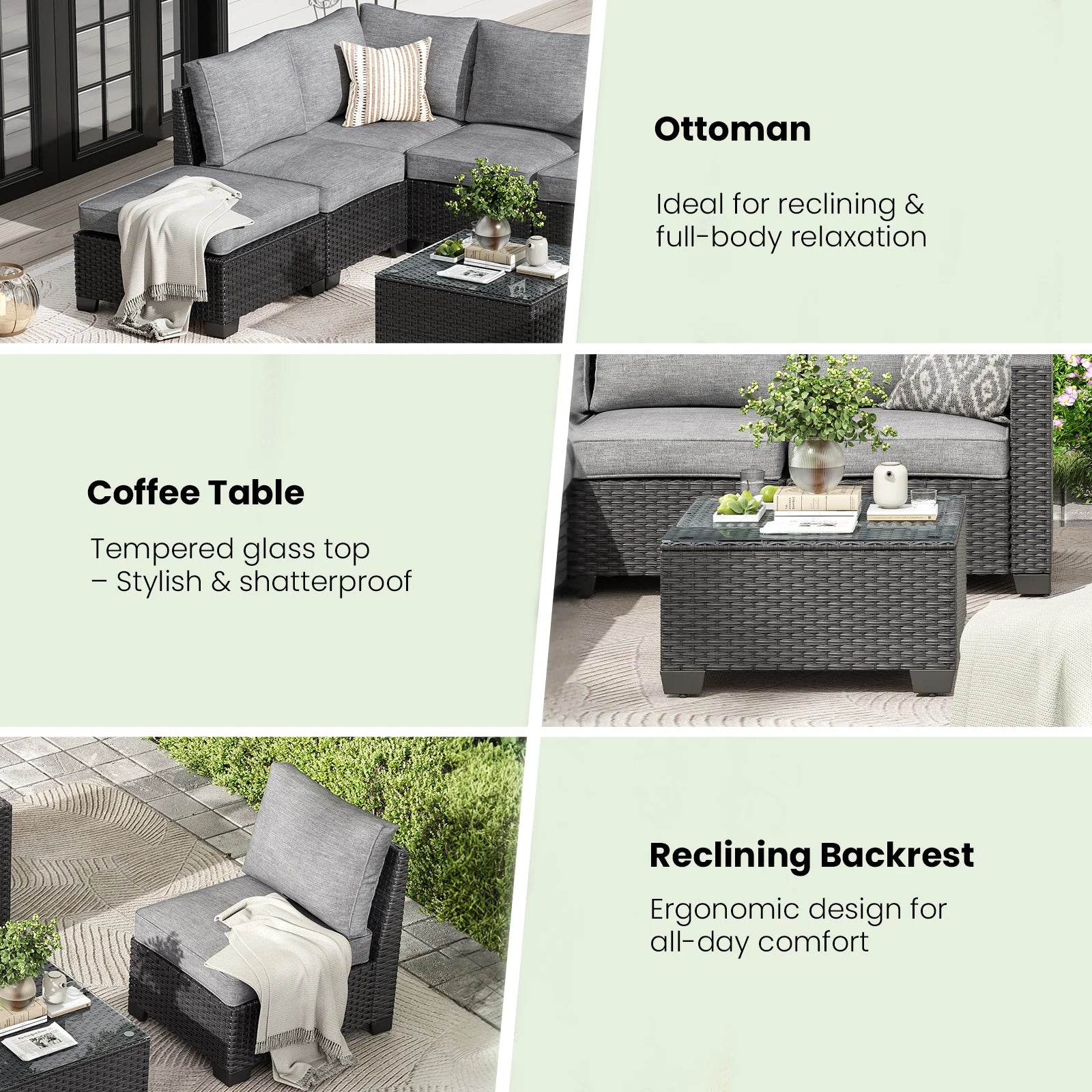 Patio Sectional Sofa Set,