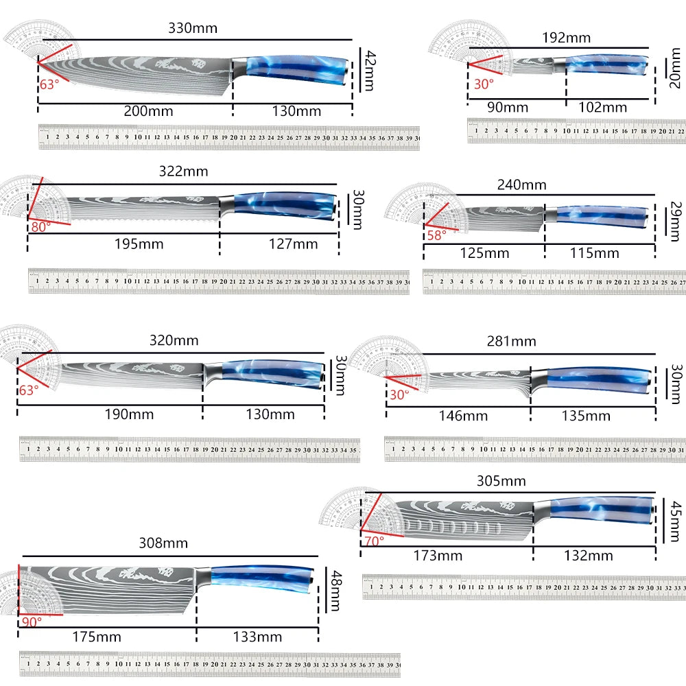 8PCS Chef Knife Kitchen Knives Set