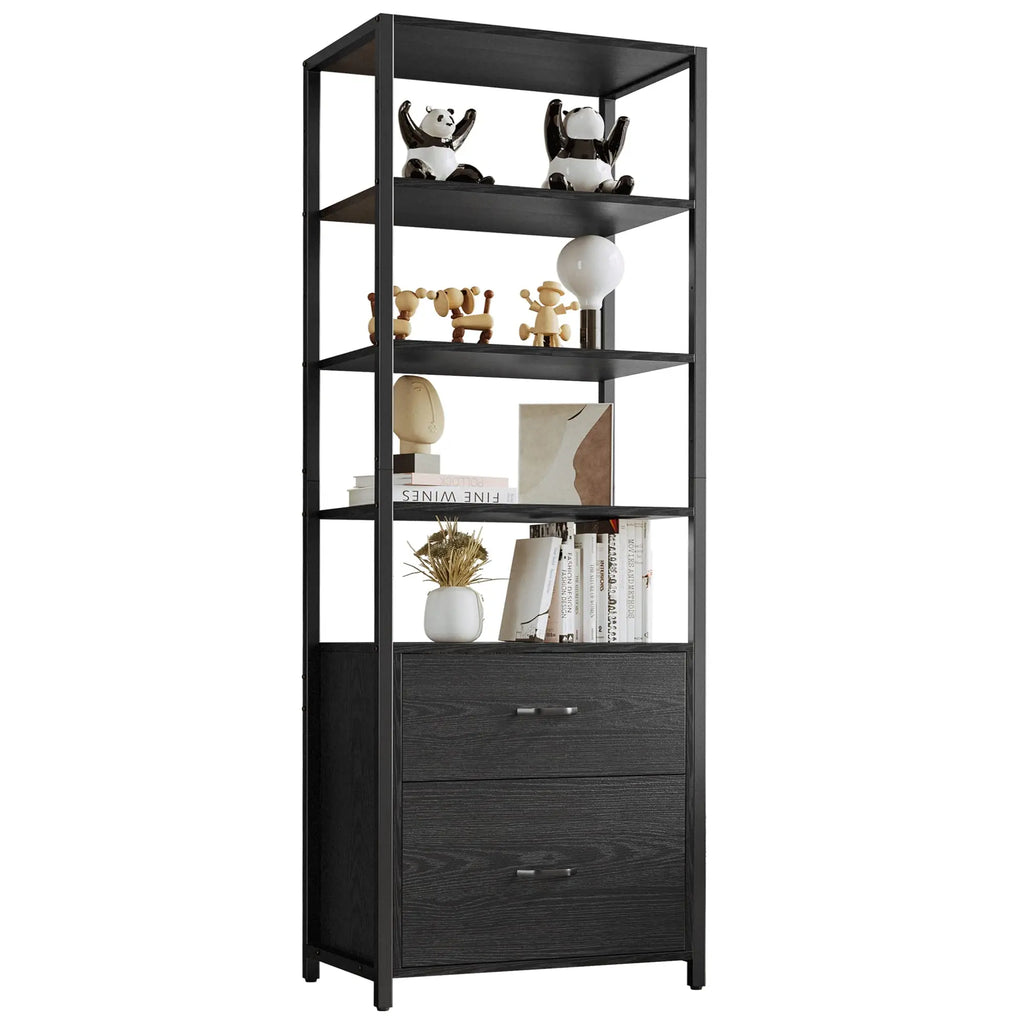 Industrial Bookcase with File Cabinet Drawers