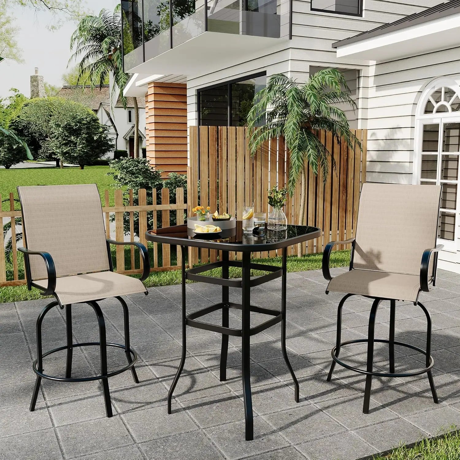 2 Piece Outdoor Swivel Bar Chairs