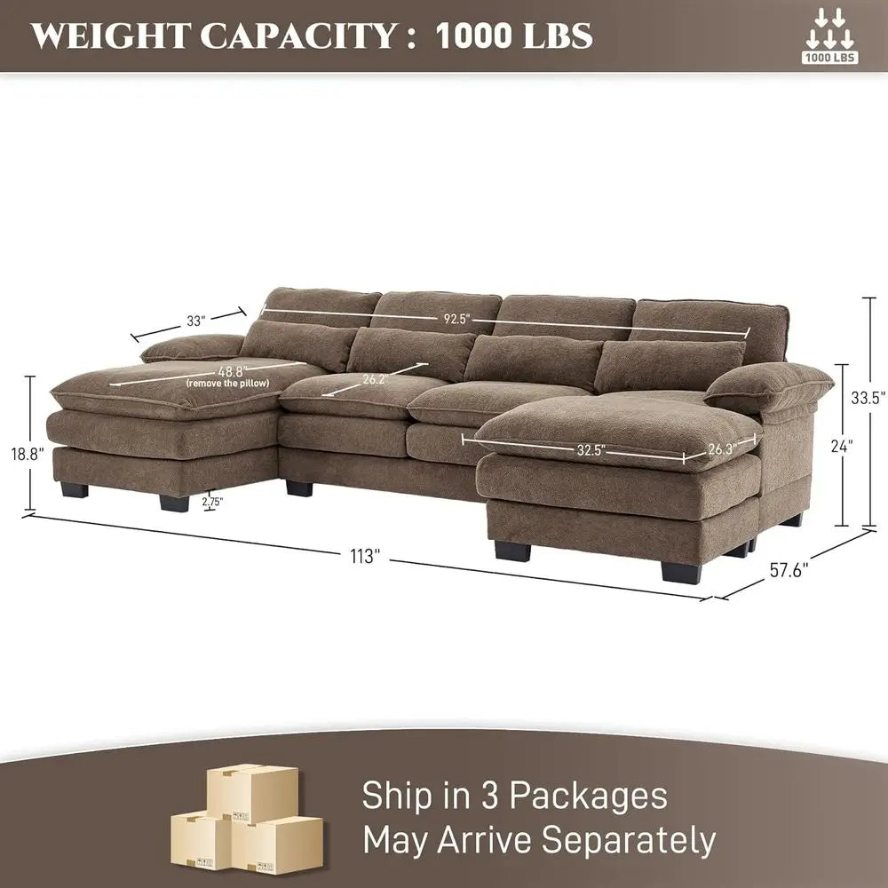 Sofa Set with Chaise and Ottoman
