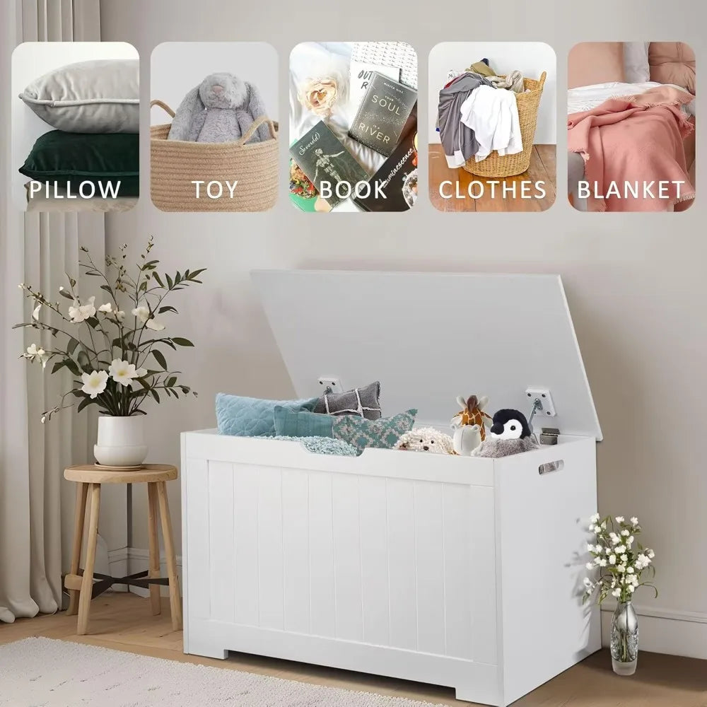 White Wooden Entryway Storage Bench