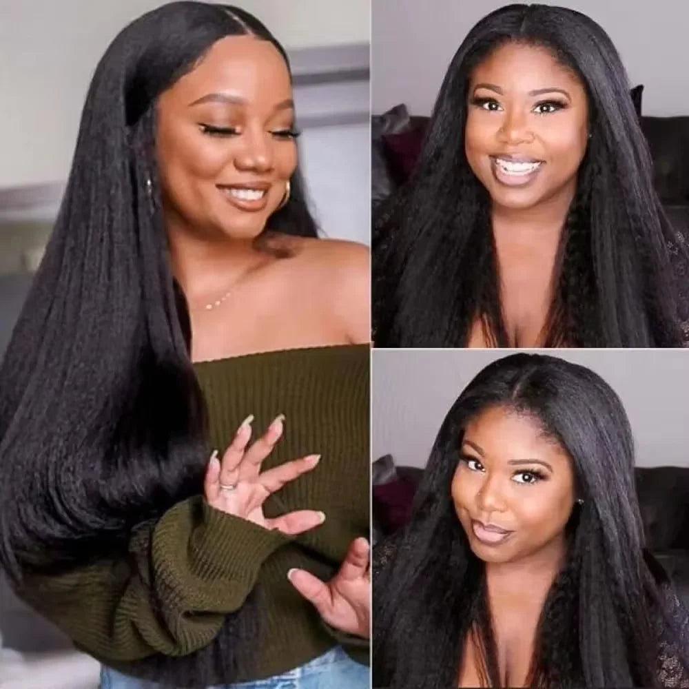 30 32 Inch Kinky Straight U Part Wigs